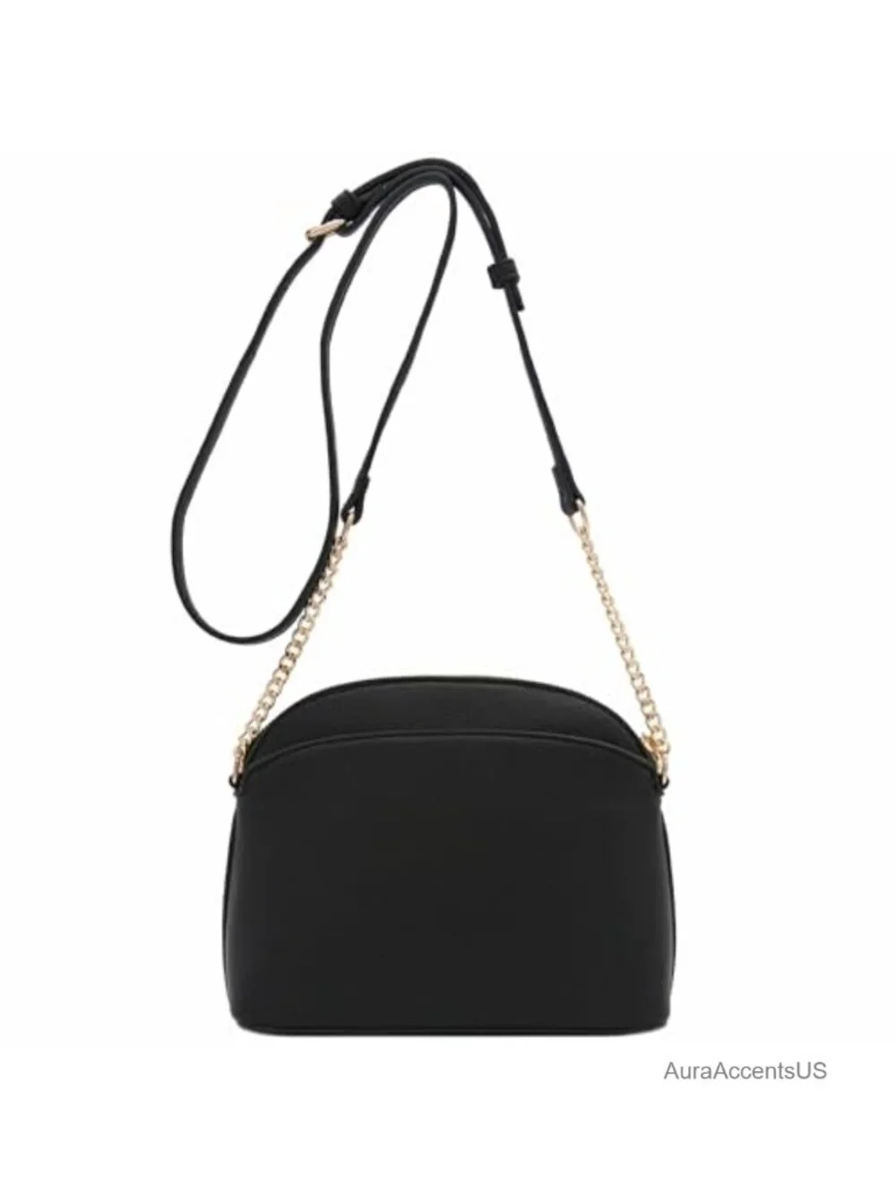 Faux Leather Small Dome Crossbody Bag with Chain Strap